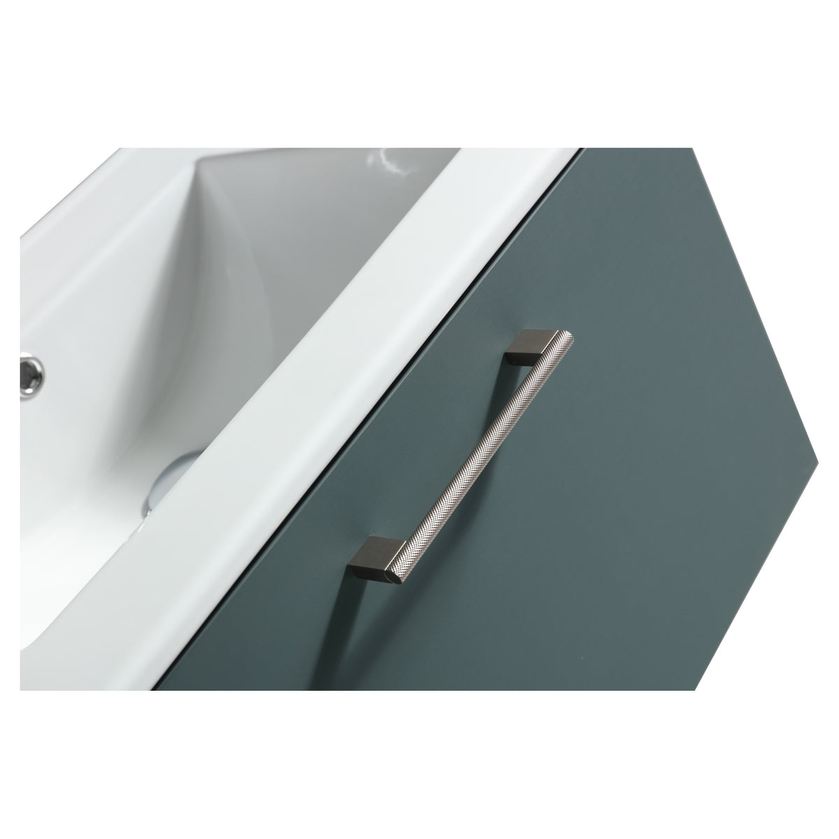 Tailored Piatta 1 Drawer Wall Hung Vanity With Matt White Basin - 610mm Wide - 1 TH, Smoked Sage - view 8