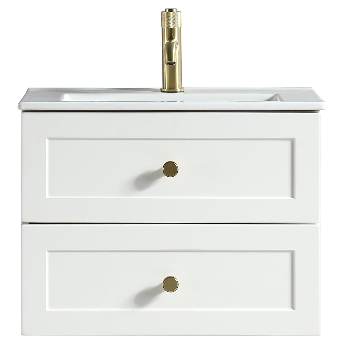 Tailored Bakewell 2 Drawer Wall Hung Vanity With Basin - 610mm Wide - 1 TH, Silk White - view 4