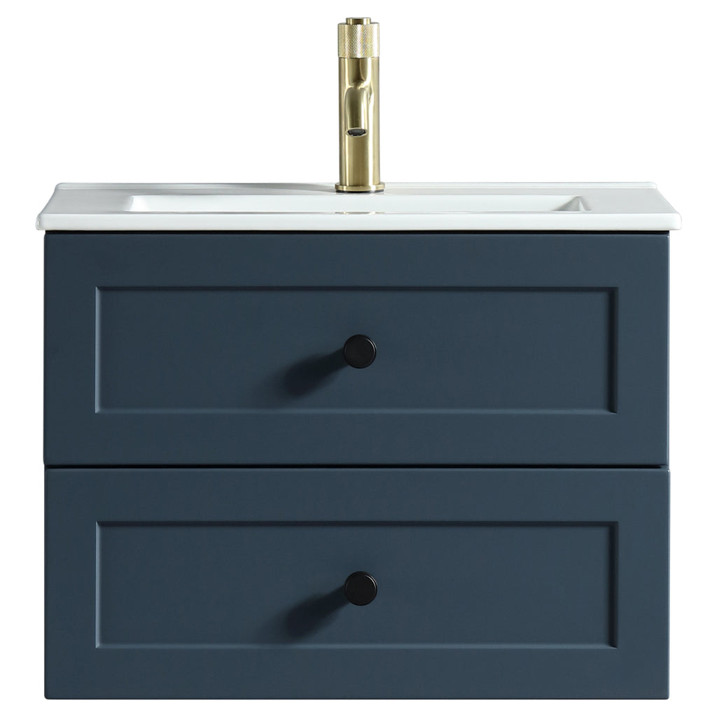 Tailored Bakewell 2 Drawer Wall Hung Vanity With Basin - 610mm Wide - 1 TH, Midnight Shadow - view 1