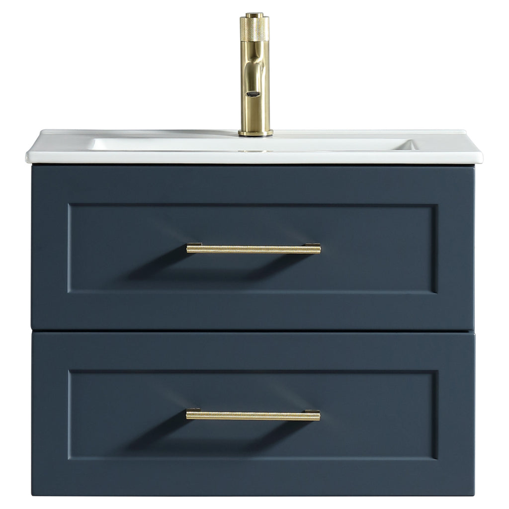 Tailored Bakewell 2 Drawer Wall Hung Vanity With Basin - 610mm Wide - 1 TH, Midnight Shadow - view 6