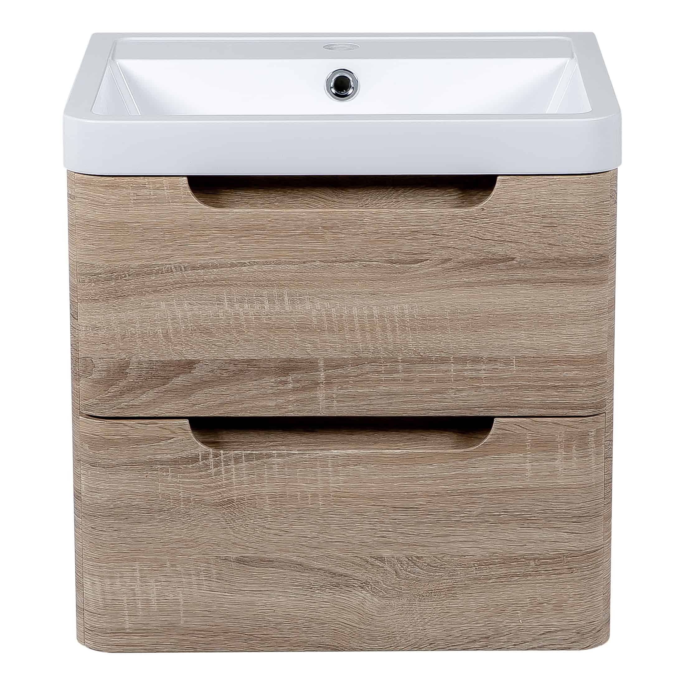 Sleek bathroom vanity unit with integrated sink and natural wood finish, perfect for modern bathroom storage solutions. Durable design with soft-close drawers for an elegant look.