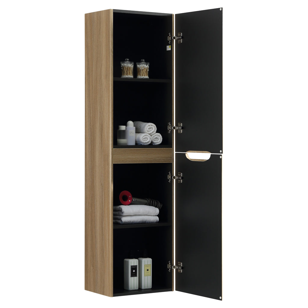 Tailored Monza 2 Door Wall Hung Tall Storage Unit - 1500mm High, Country Oak - view 7
