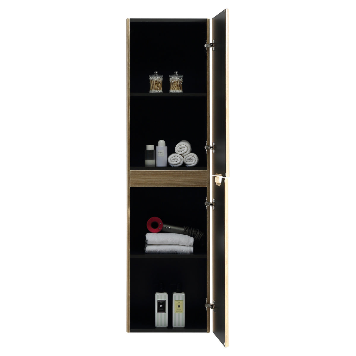 Tailored Monza 2 Door Wall Hung Tall Storage Unit - 1500mm High, Country Oak - view 8