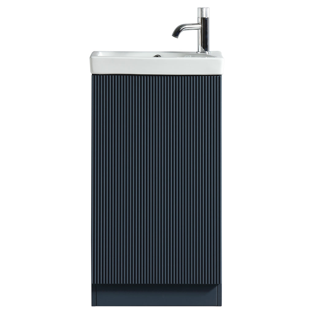 Tailored Flauto 1 Door Mini Floorstanding Cloakroom Vanity Unit With Basin - 460mm Wide - 1 TH, Midnight Shadow - view 1