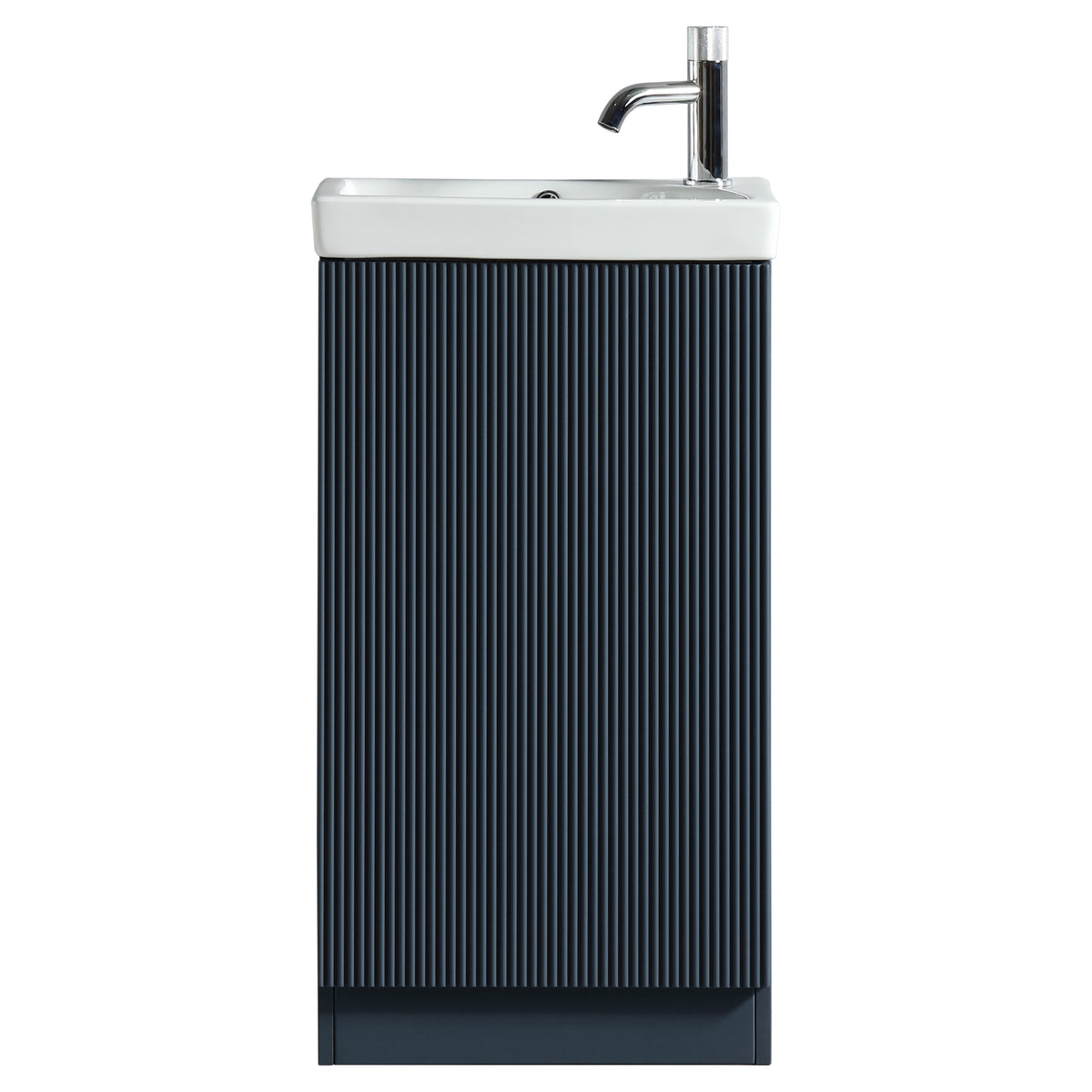 Tailored Flauto 1 Door Mini Floorstanding Cloakroom Vanity Unit With Basin - 460mm Wide - 1 TH, Midnight Shadow - view 1