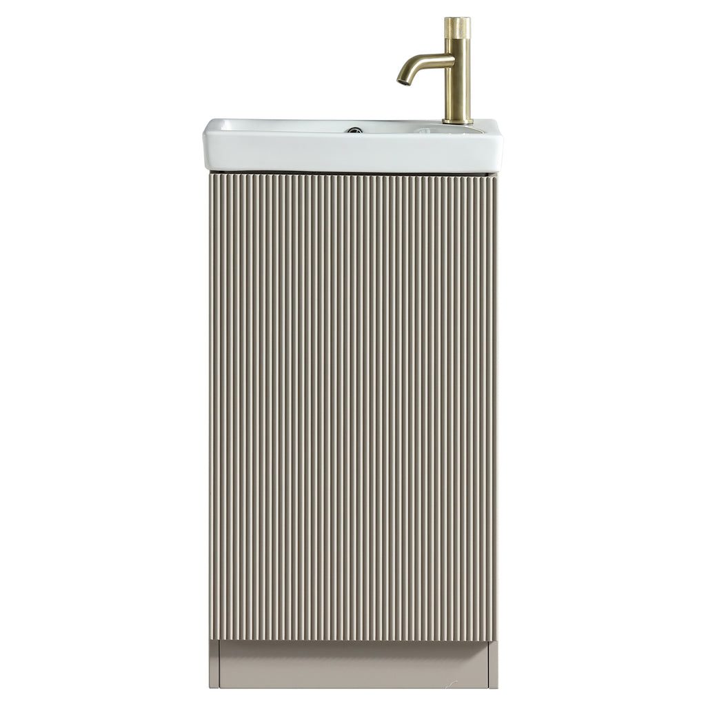 Tailored Flauto 1 Door Mini Floorstanding Cloakroom Vanity Unit With Basin - 460mm Wide - 1 TH, Soft Coffee - view 5