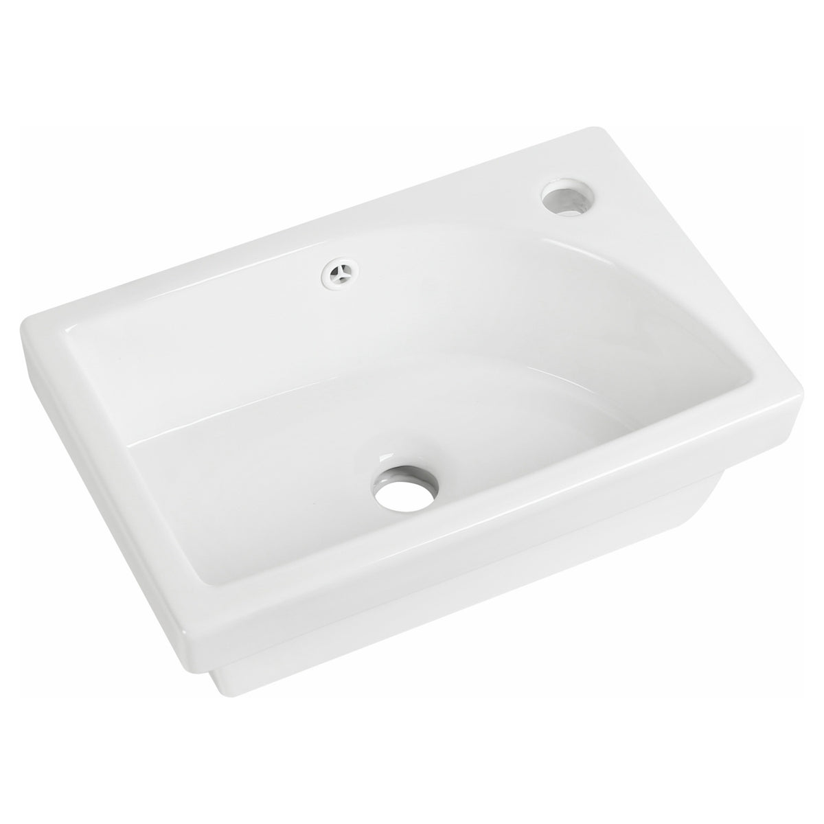 Tailored Flauto Mini Cloakroom Vanity Basin - 460mm Wide - 1 TH - White - view 1