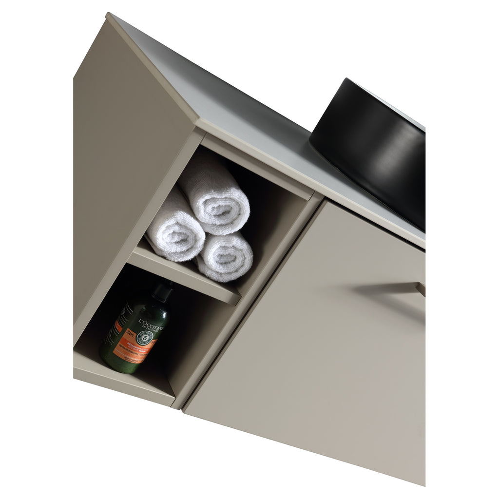 Tailored Piatta 1 Drawer Wall Hung Vanity Unit With Side Storage And Sintered Stone Countertop - 810mm Wide - view 4