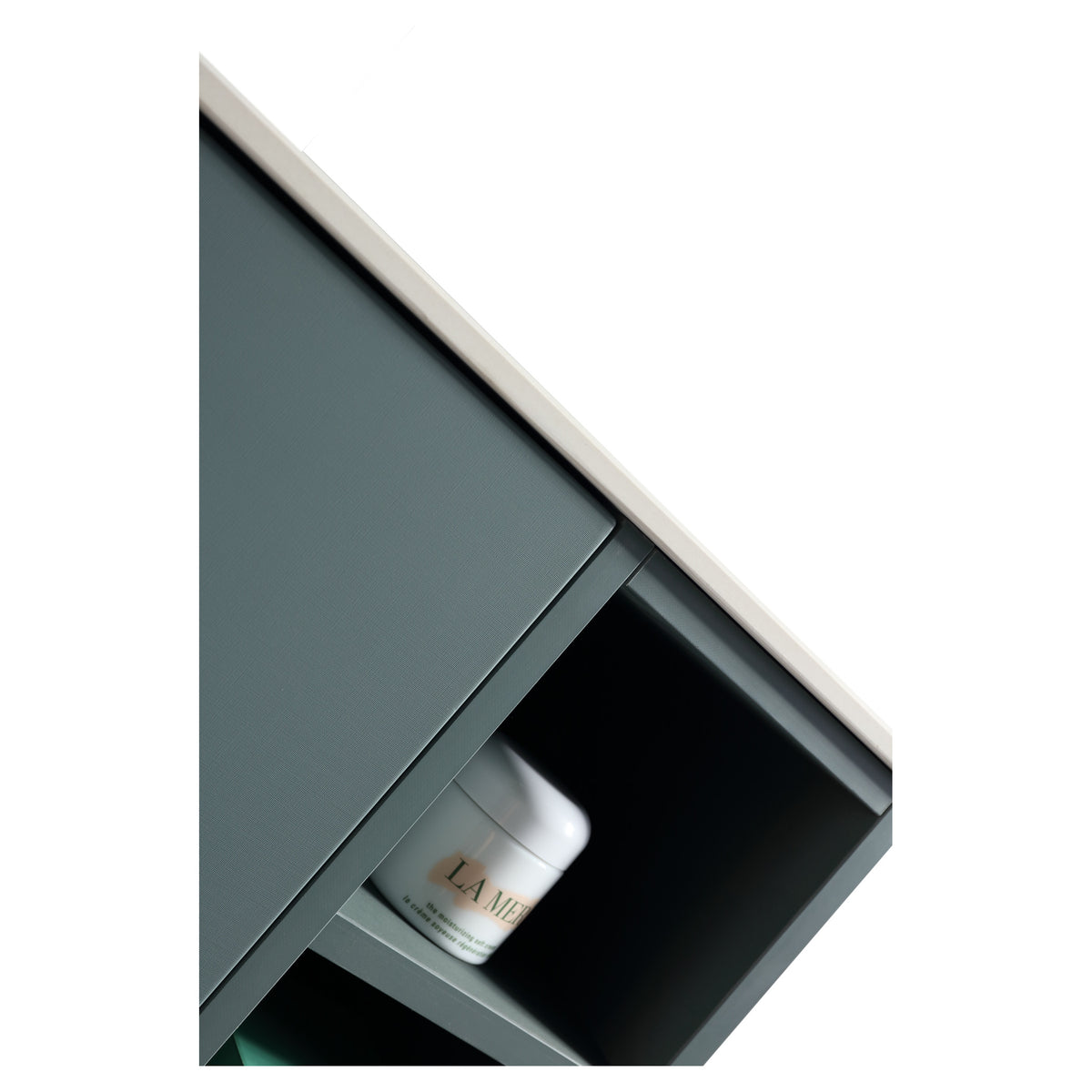 Tailored Piatta 1 Drawer Wall Hung Vanity With 2 Side Storage And Sintered Stone Counter Top - 1010mm Wide - Smoked Sage