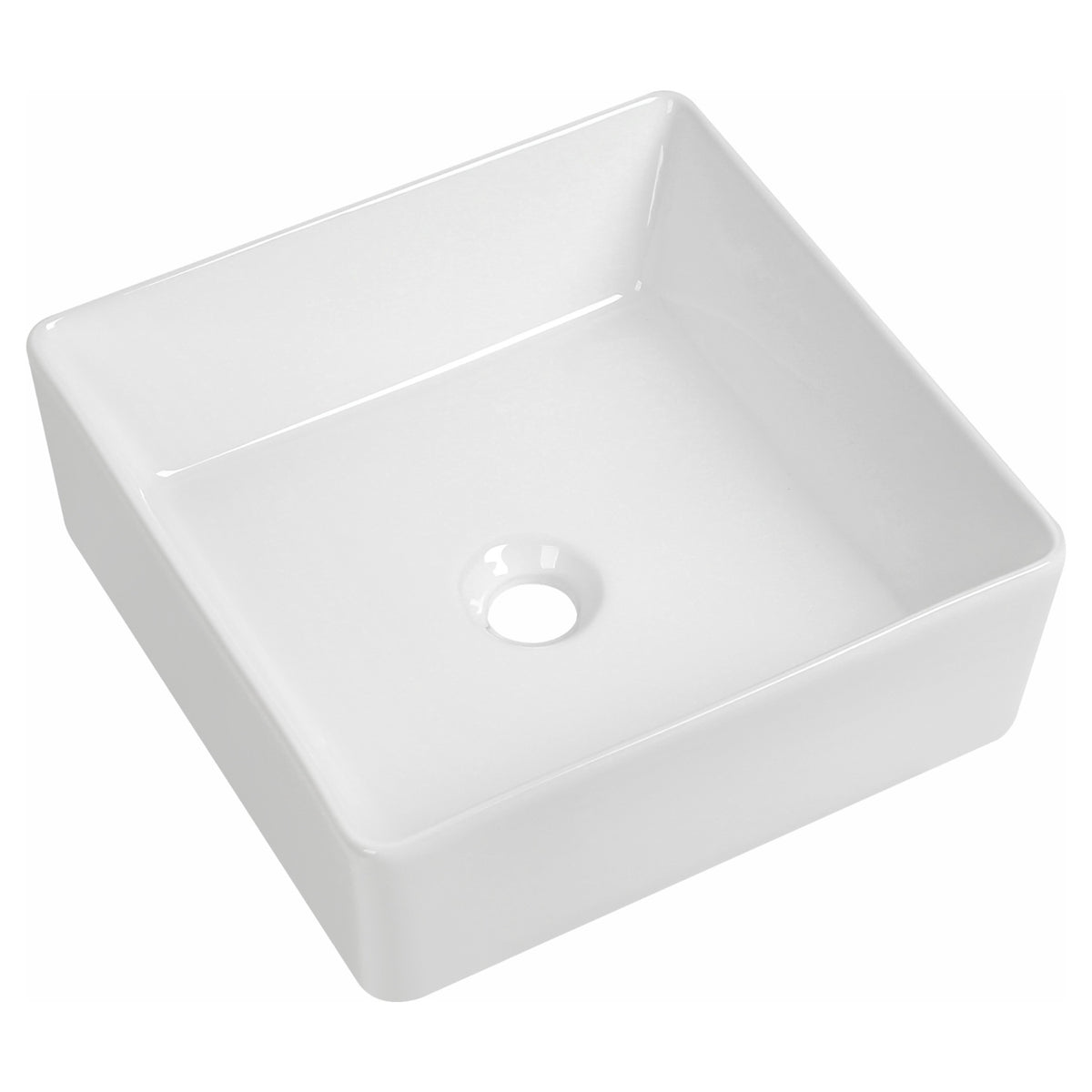 Tailored Parma Square Countertop Basin - Gloss White - d395xw395mm - view 1