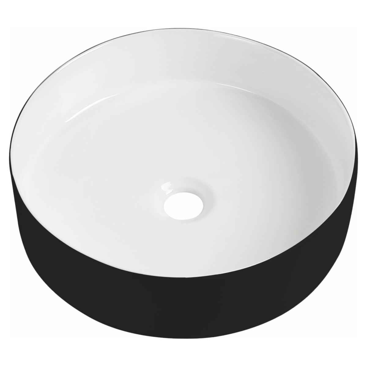 Tailored Orca Round Countertop Basin - 400mm Wide - No TH - Black/White