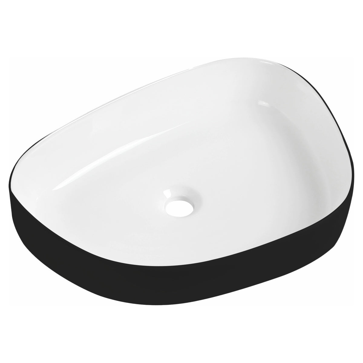 Tailored Orca Pebble Countertop Basin - 555mm Wide - No TH - Black/White