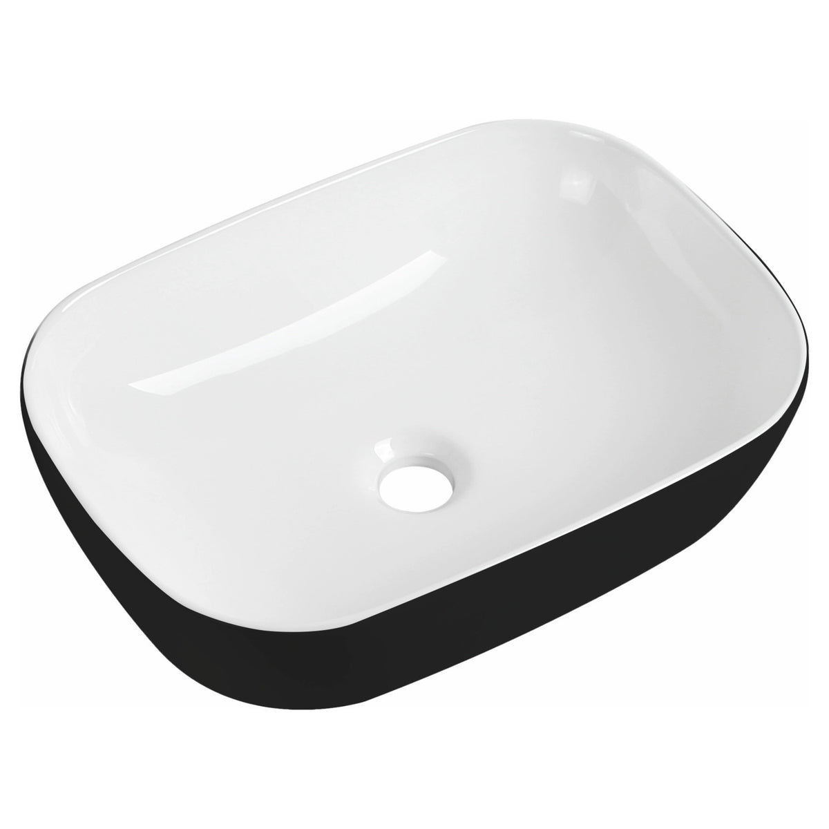 Tailored Orca Curved Countertop Basin - 465mm Wide - No TH - Black/White