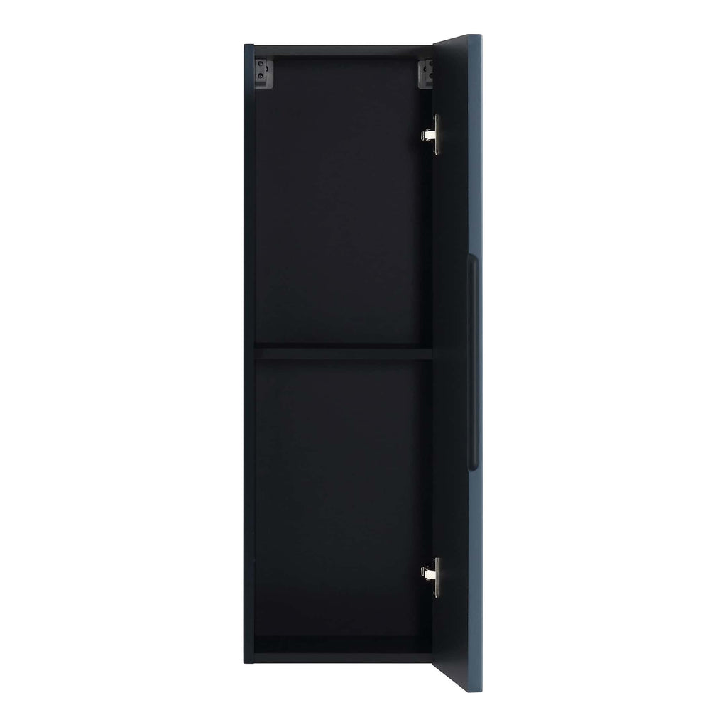 Secure black bathroom wall cabinet with interior shelf, ideal for storing toiletries and bathroom essentials, designed for modern bathroom decor.
