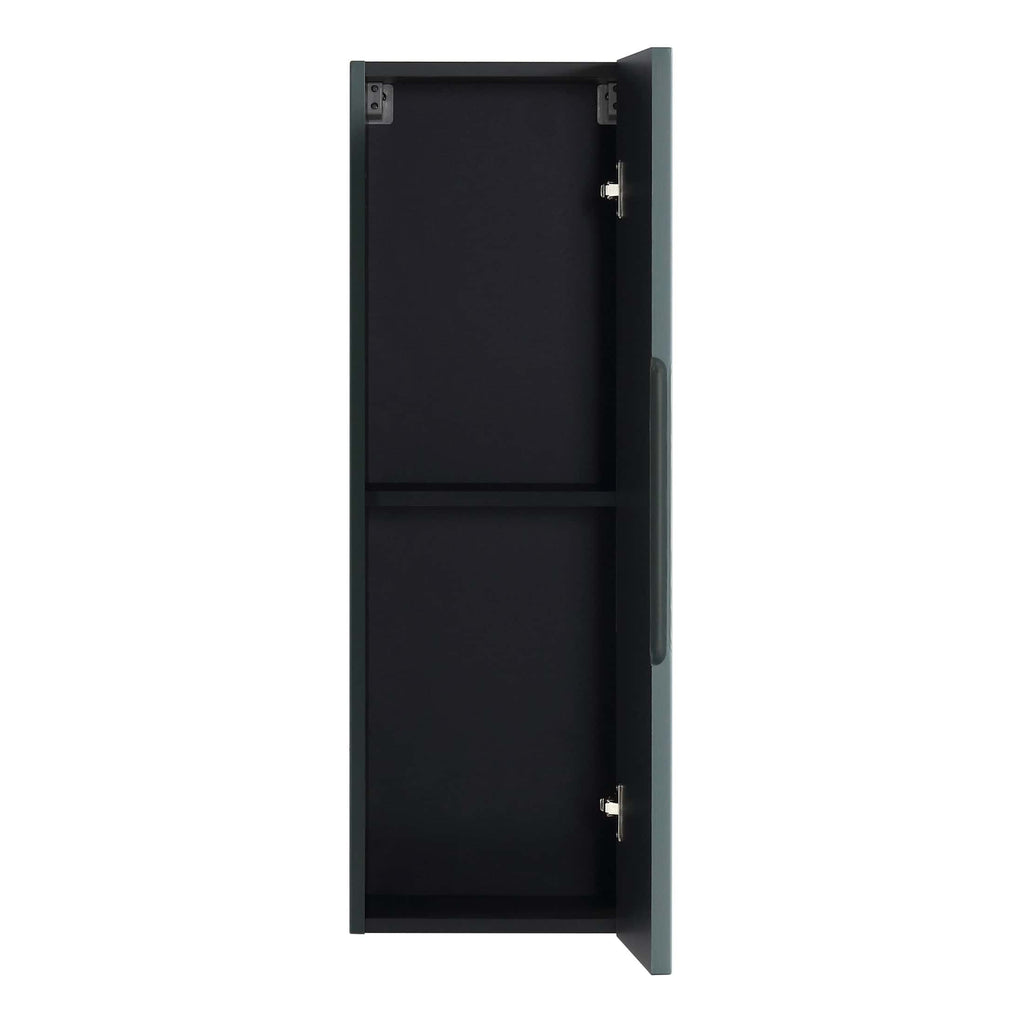 Modern black bathroom walllocker with secure latch, ideal for bathroom accessories and toiletries by Bubly Bathrooms. Durable storage solution for contemporary bathrooms.