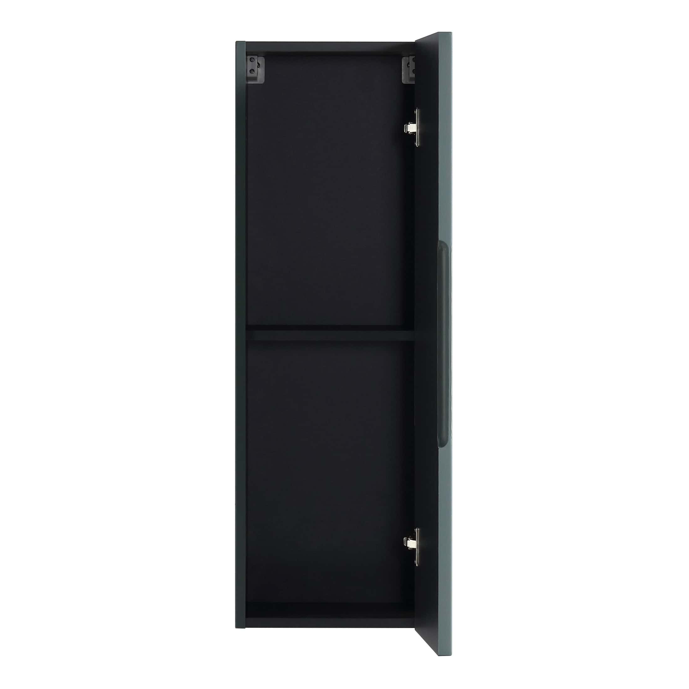 Modern black bathroom walllocker with secure latch, ideal for bathroom accessories and toiletries by Bubly Bathrooms. Durable storage solution for contemporary bathrooms.