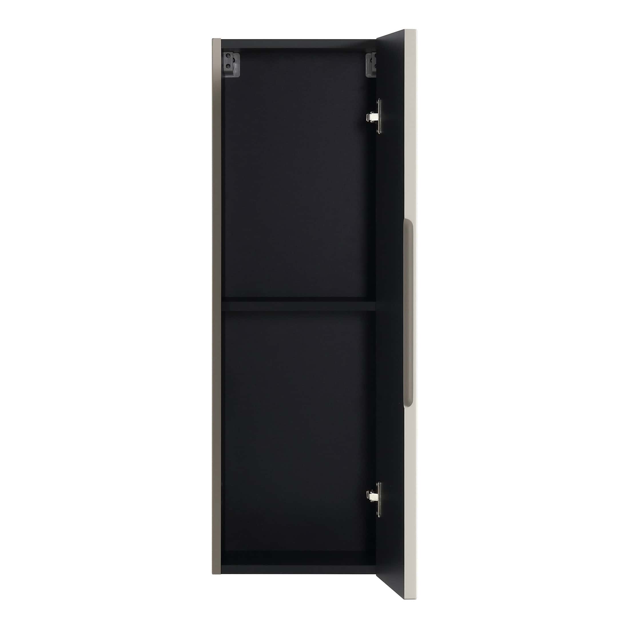 Lockable black bathroom cabinet with silver frame – essential storage solution for modern bathrooms, providing security and organisation for toiletries and essentials.