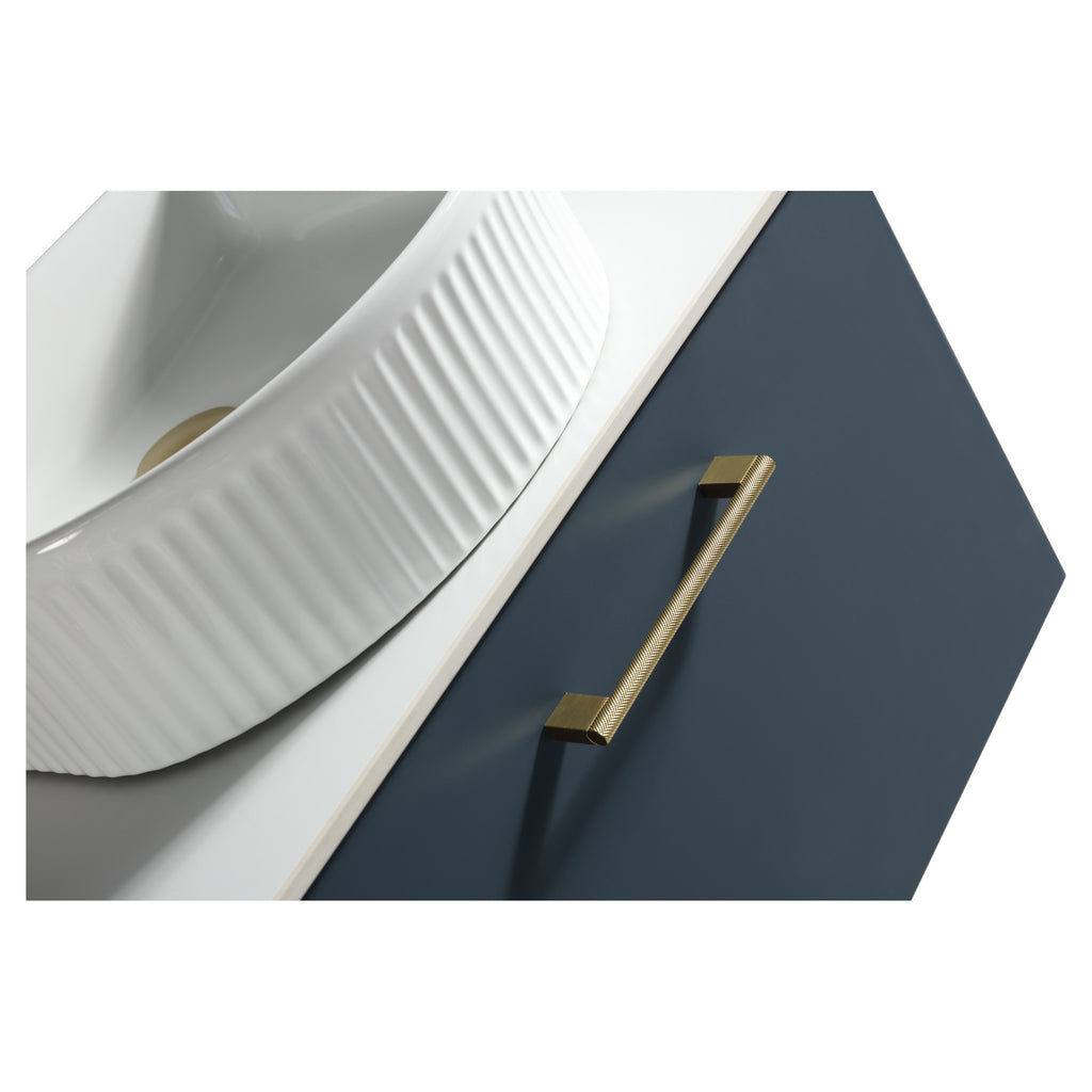 Tailored Piatta 1 Drawer Wall Hung Vanity Unit With Sintered Stone Countertop - 615mm Wide - Midnight Shadow - view 8