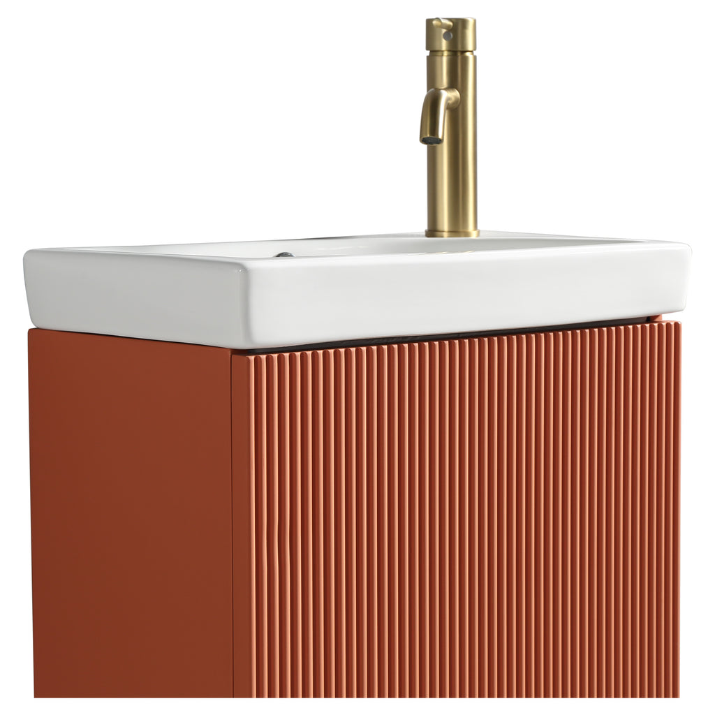 Tailored Flauto Mini 450mm Floor Standing Cloakroom Vanity & Basin, Bruciata Orange - view 4