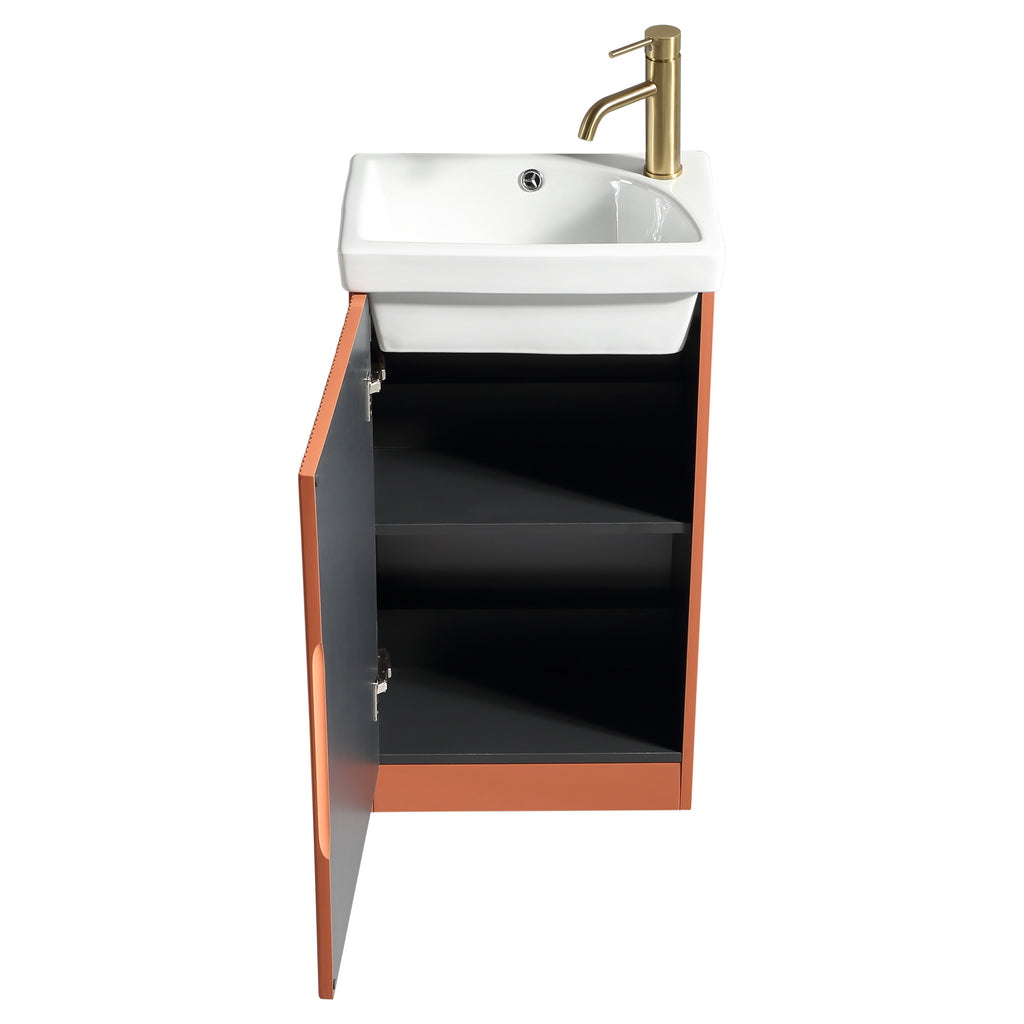 Tailored Flauto Mini 450mm Floor Standing Cloakroom Vanity & Basin, Bruciata Orange - view 5