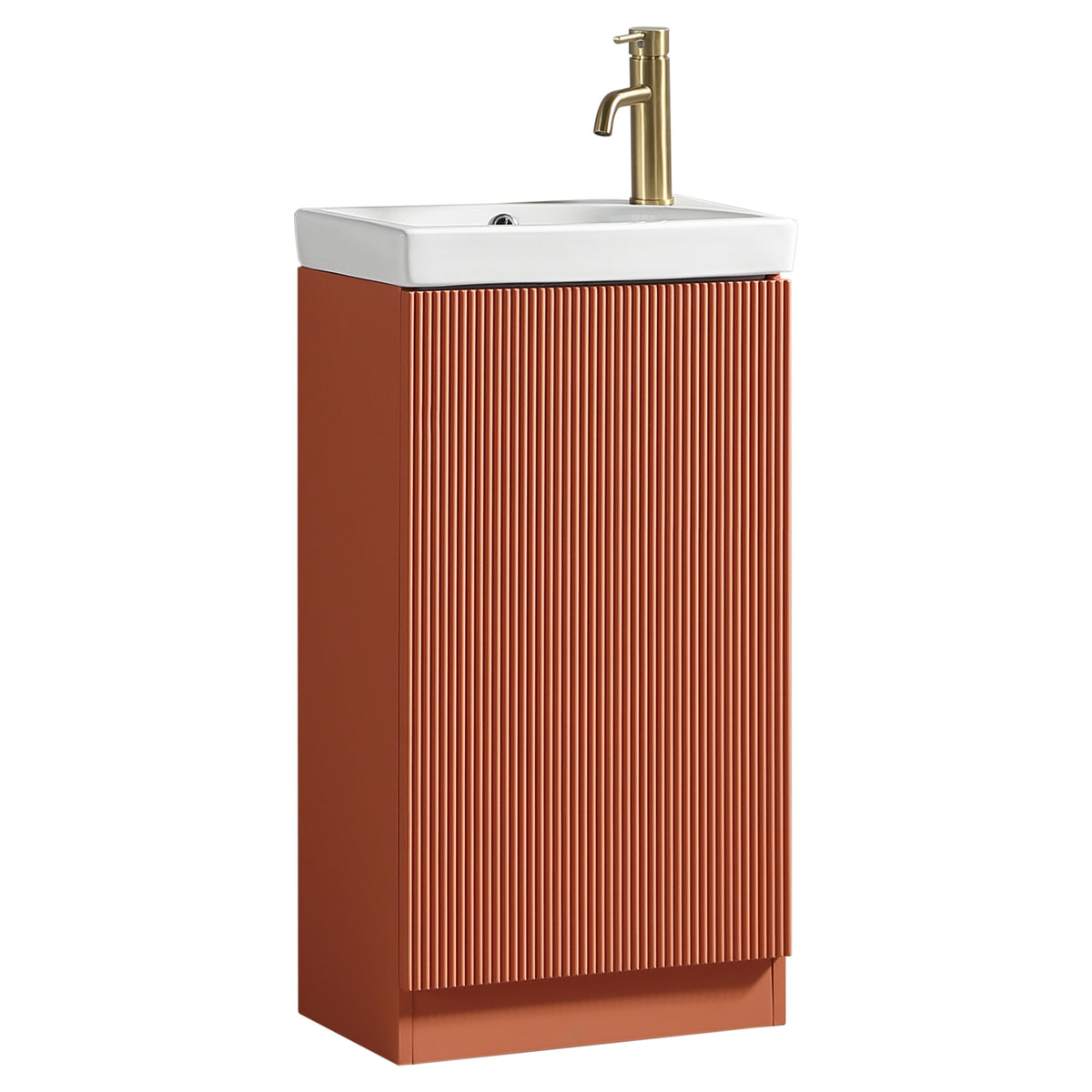 Tailored Flauto Mini 450mm Floor Standing Cloakroom Vanity & Basin, Bruciata Orange - view 7