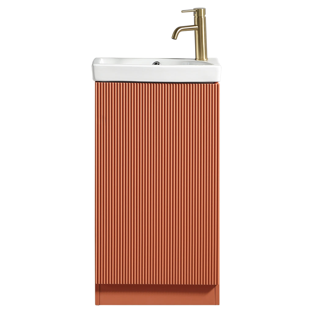 Tailored Flauto Mini 450mm Floor Standing Cloakroom Vanity & Basin, Bruciata Orange - view 1