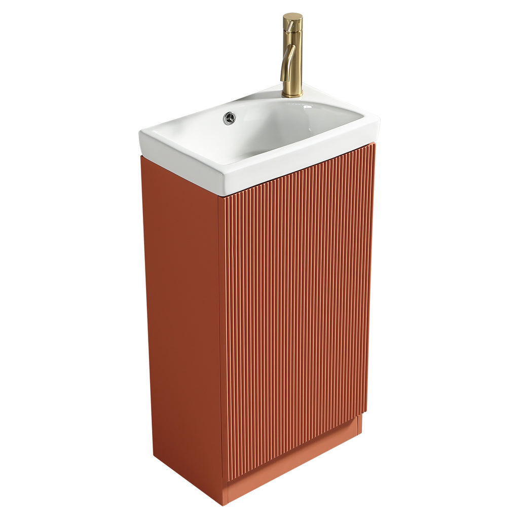 Tailored Flauto Mini 450mm Floor Standing Cloakroom Vanity & Basin, Bruciata Orange - view 2