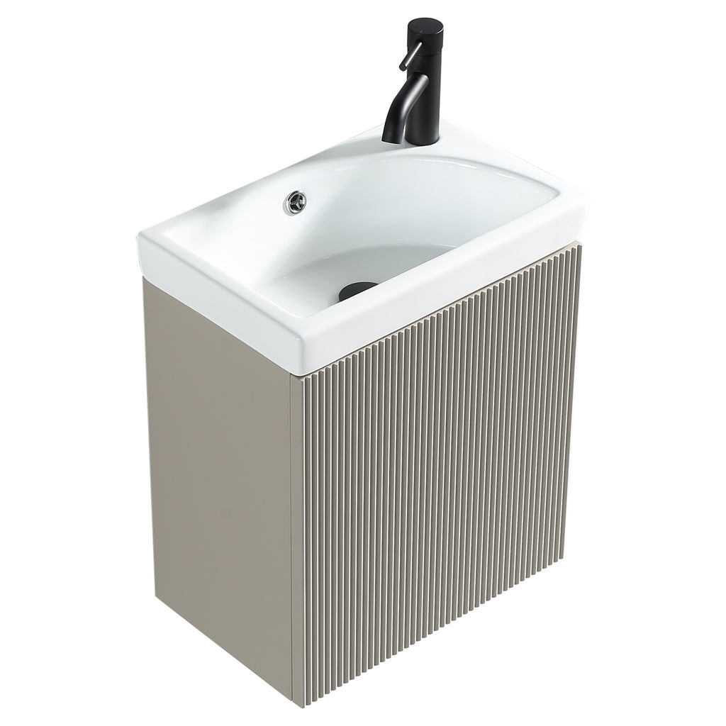 Tailored Flauto Mini 450mm Wall Hung Cloakroom Vanity & Basin, Bruciata Orange - view 6
