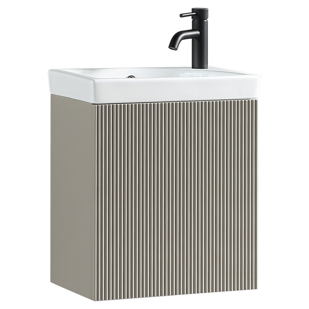 Tailored Flauto Mini 450mm Wall Hung Cloakroom Vanity & Basin, Soft Coffee - view 8