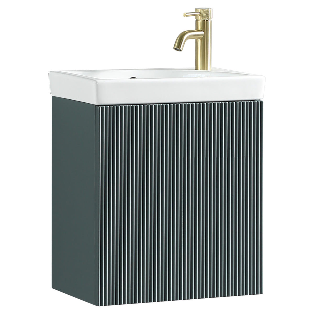 Tailored Flauto Mini 450mm Wall Hung Cloakroom Vanity & Basin - Smoked Sage - view 4