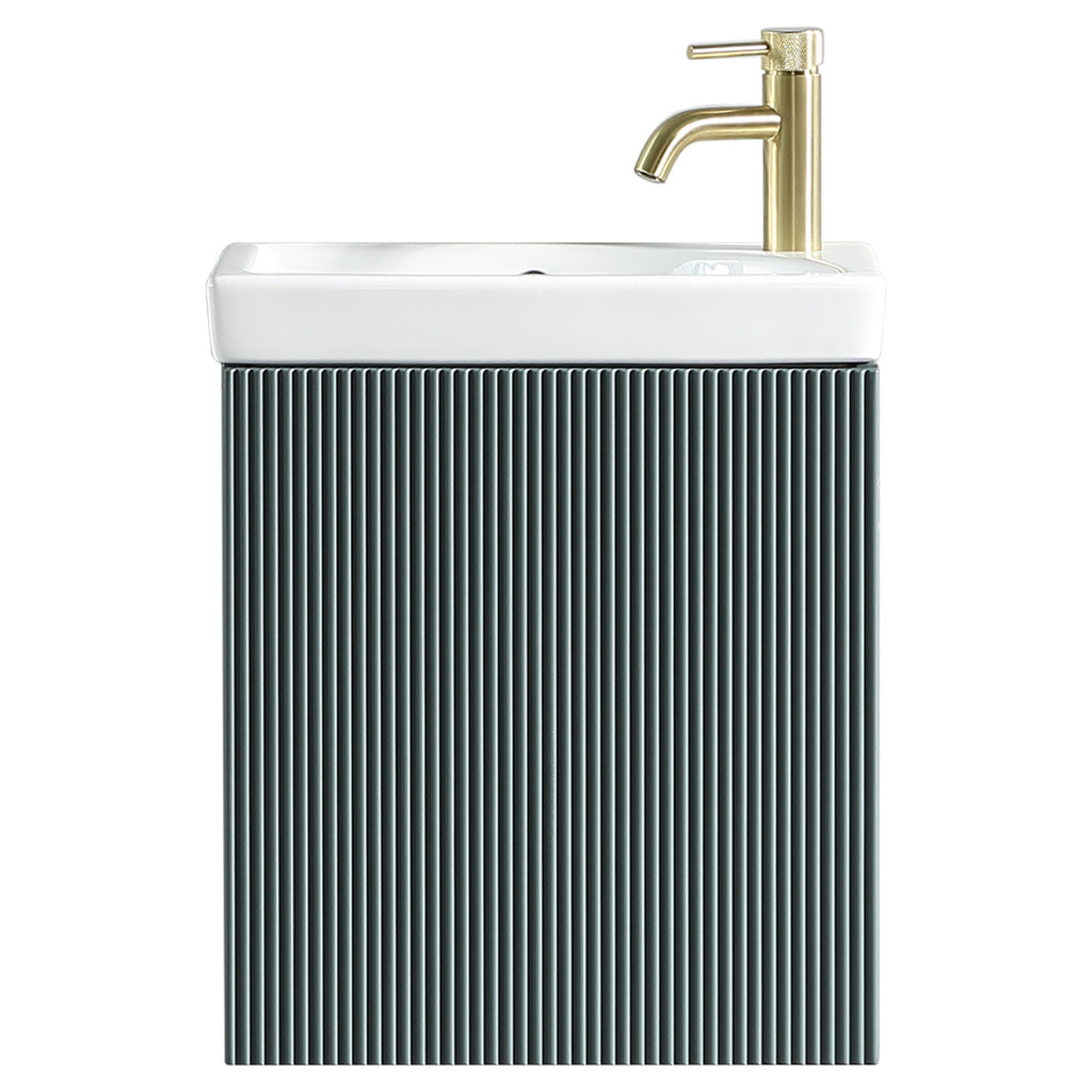 Tailored Flauto Mini 450mm Wall Hung Cloakroom Vanity & Basin - Smoked Sage - view 6