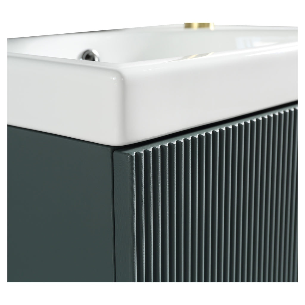 Tailored Flauto Mini 450mm Wall Hung Cloakroom Vanity & Basin - Smoked Sage - view 5