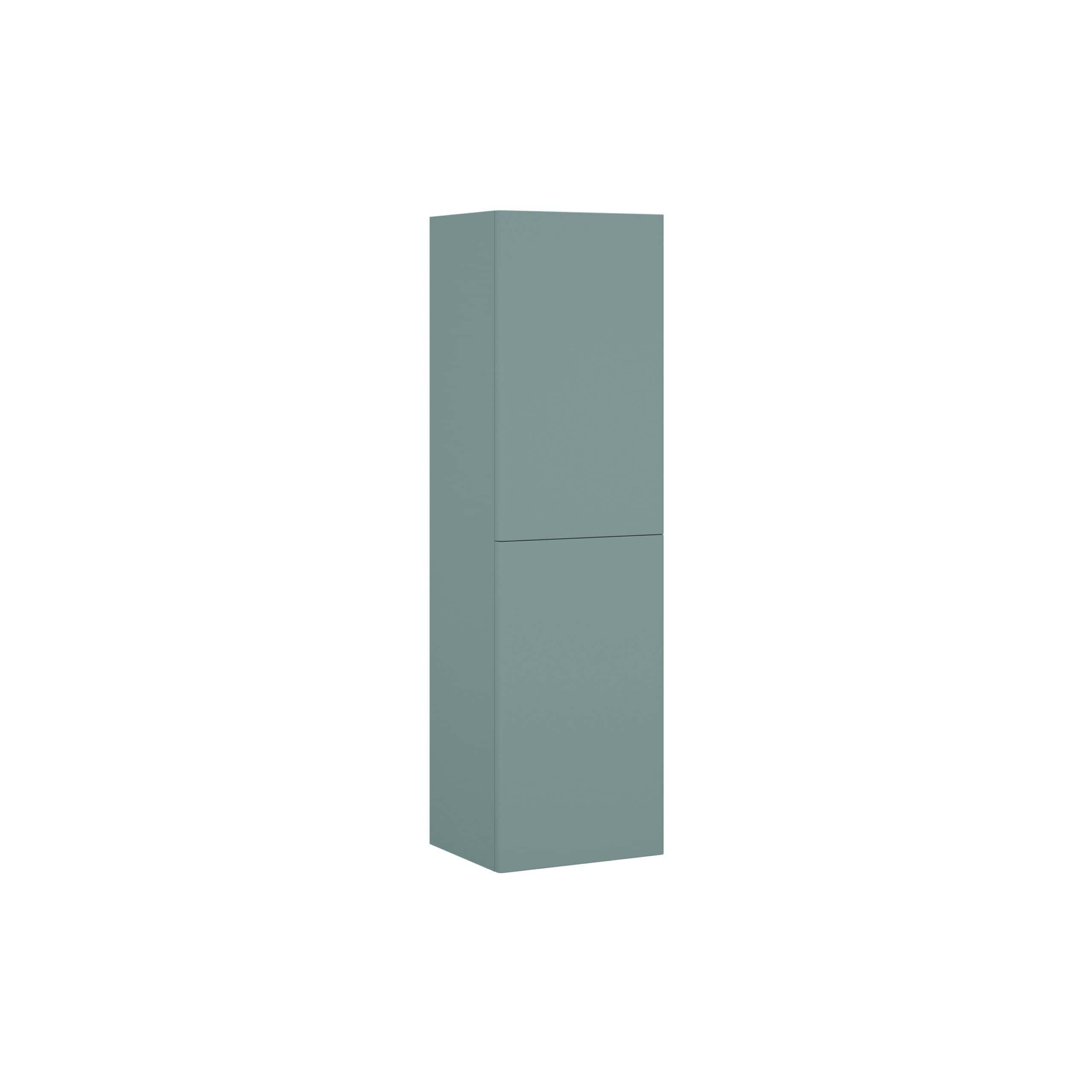 Sleek, modern bathroom storage cabinet in soft grey, designed for organised bathroom essentials, with a minimalist aesthetic to complement contemporary bathroom designs.
