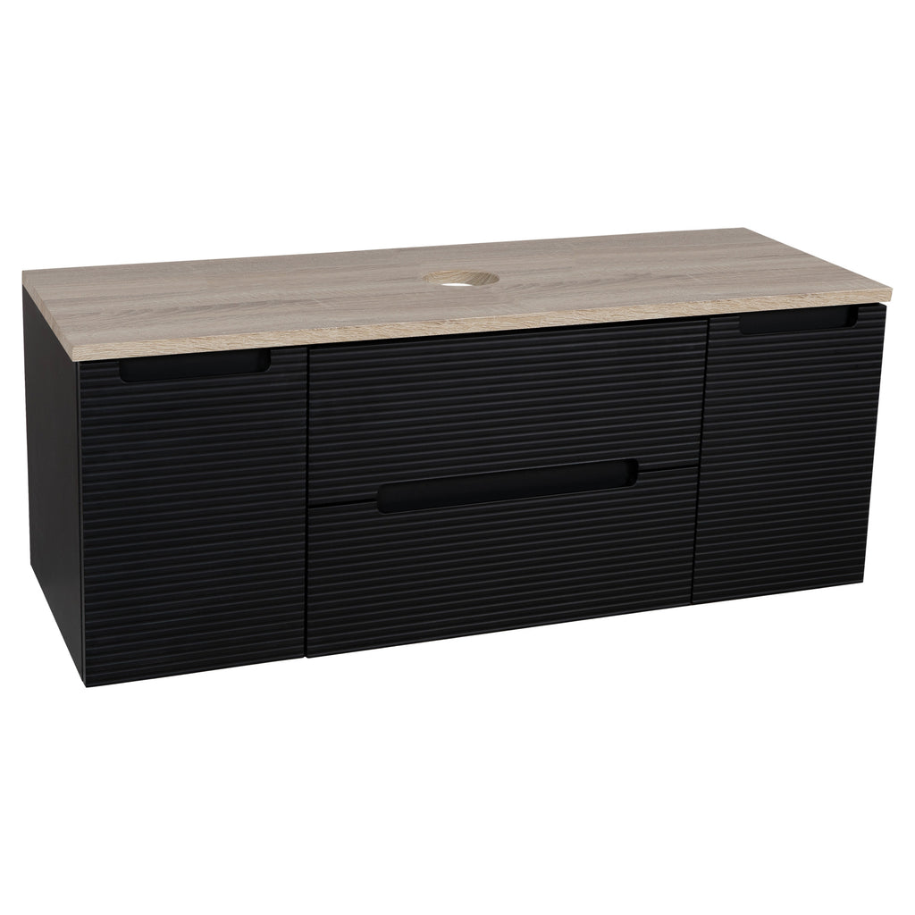 Tailored Monza Plus Fluted Wall Hung Vanity with 2 Side Cabinets & Counter Top