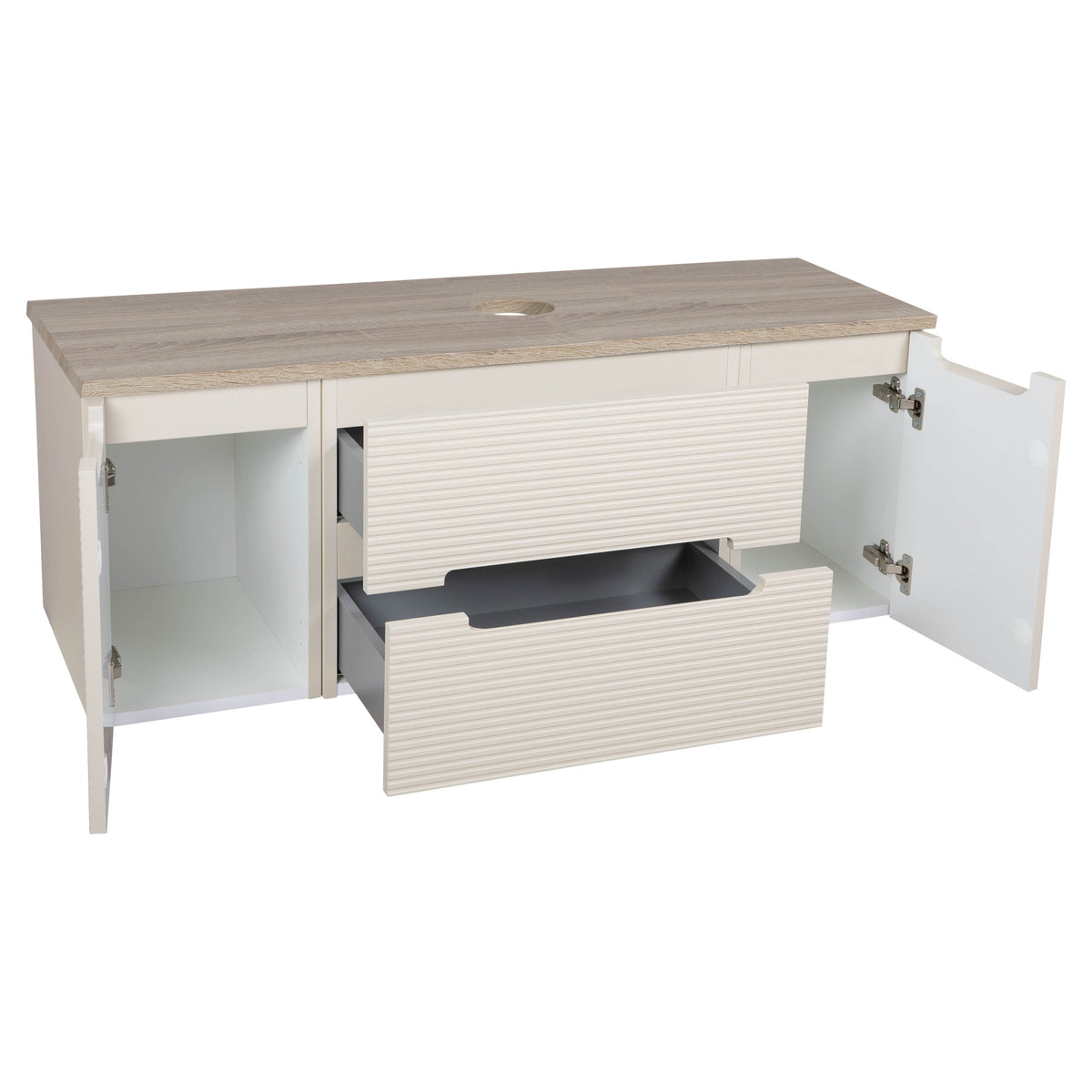 Tailored Monza Plus Fluted Wall Hung Vanity with 2 Side Cabinets & Counter Top