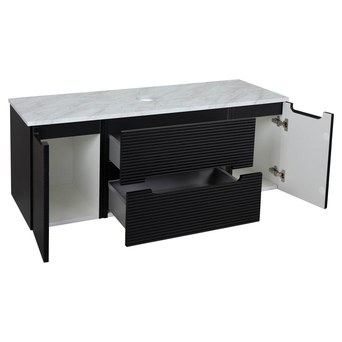 Tailored Monza Plus Fluted Wall Hung Vanity with 2 Side Cabinets & Counter Top