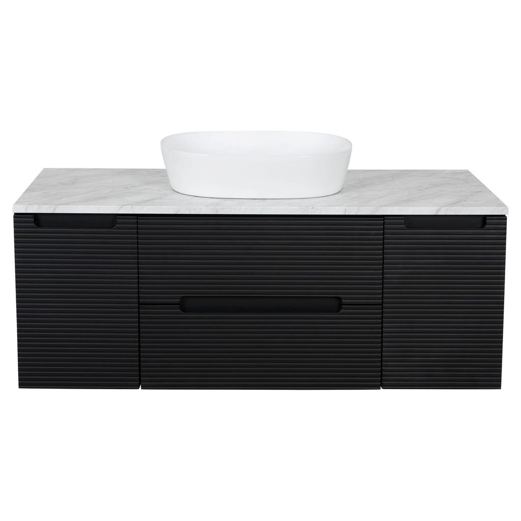 Tailored Monza Plus Fluted Wall Hung Vanity with 2 Side Cabinets & Counter Top