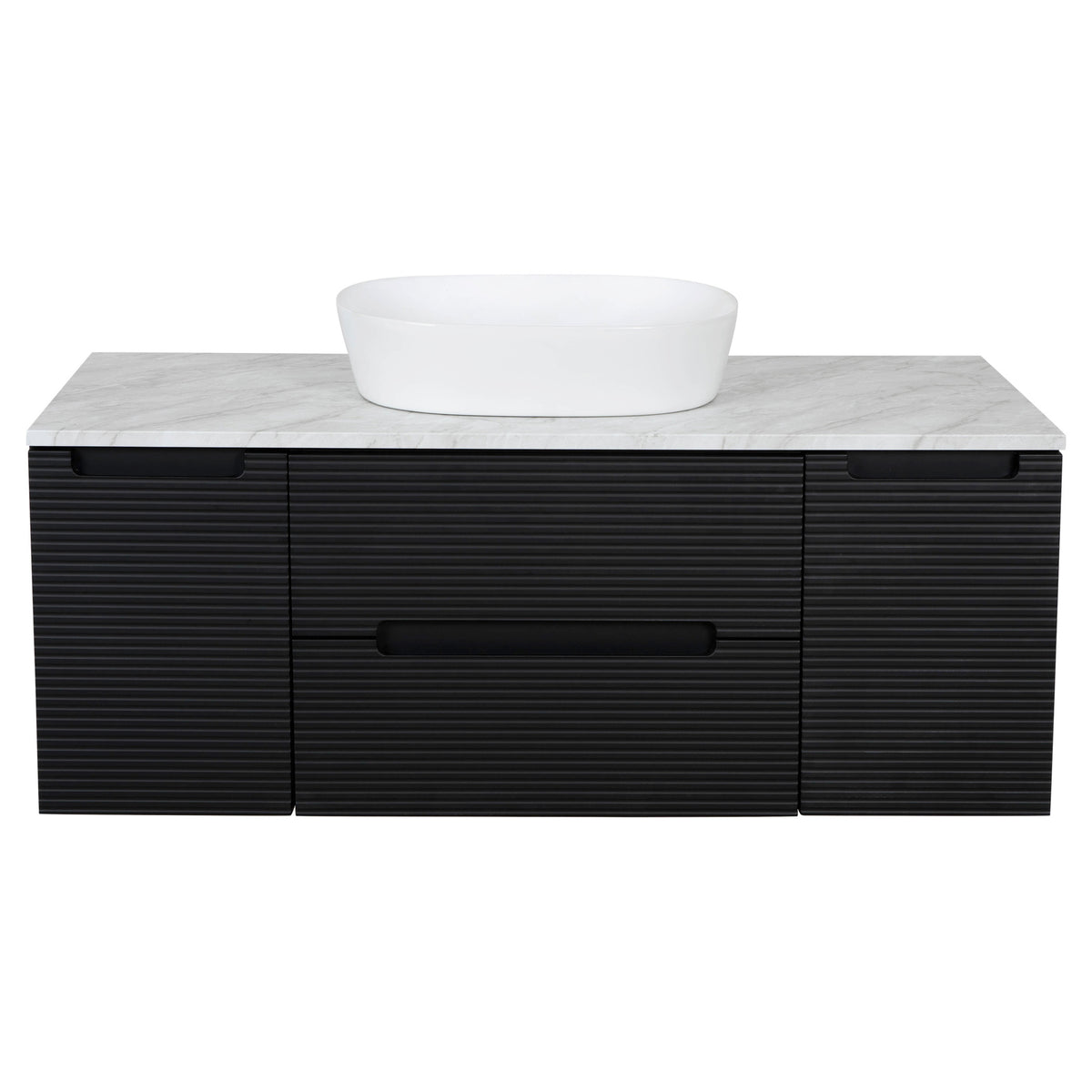 Tailored Monza Plus Fluted Wall Hung Vanity with 2 Side Cabinets & Counter Top