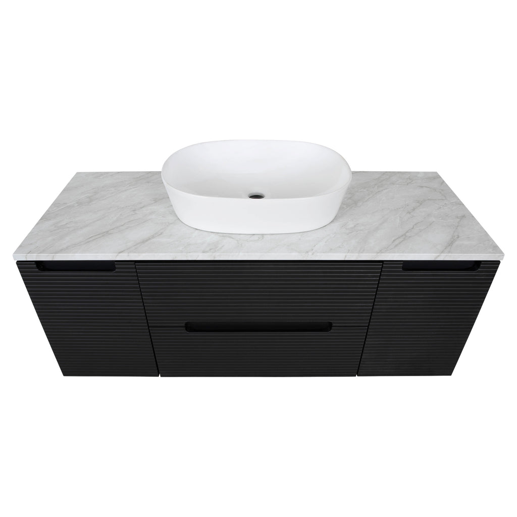 Tailored Monza Plus Fluted Wall Hung Vanity with 2 Side Cabinets & Counter Top