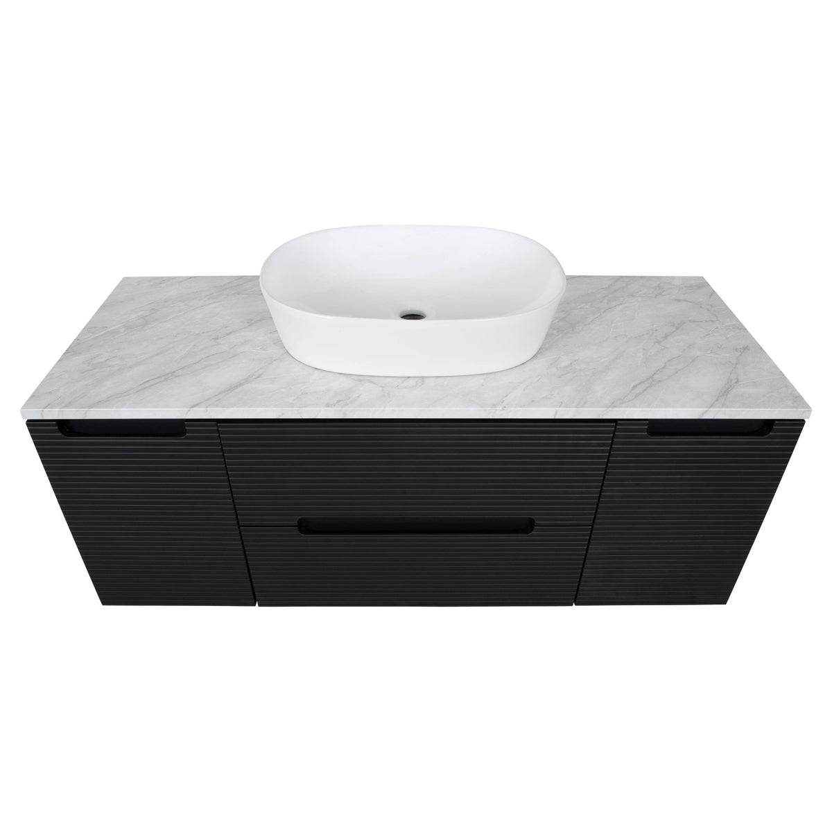 Tailored Monza Plus Fluted Wall Hung Vanity with 2 Side Cabinets & Counter Top