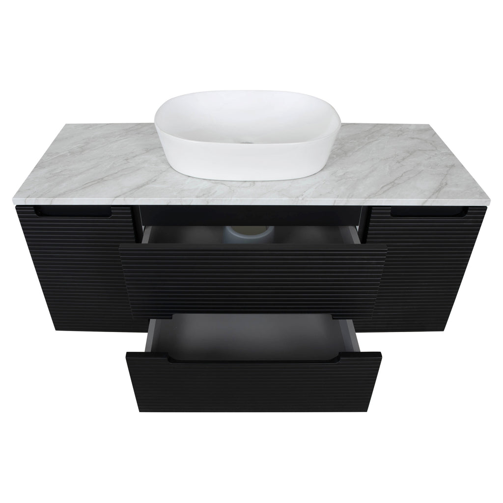 Tailored Monza Plus Fluted Wall Hung Vanity with 2 Side Cabinets & Counter Top