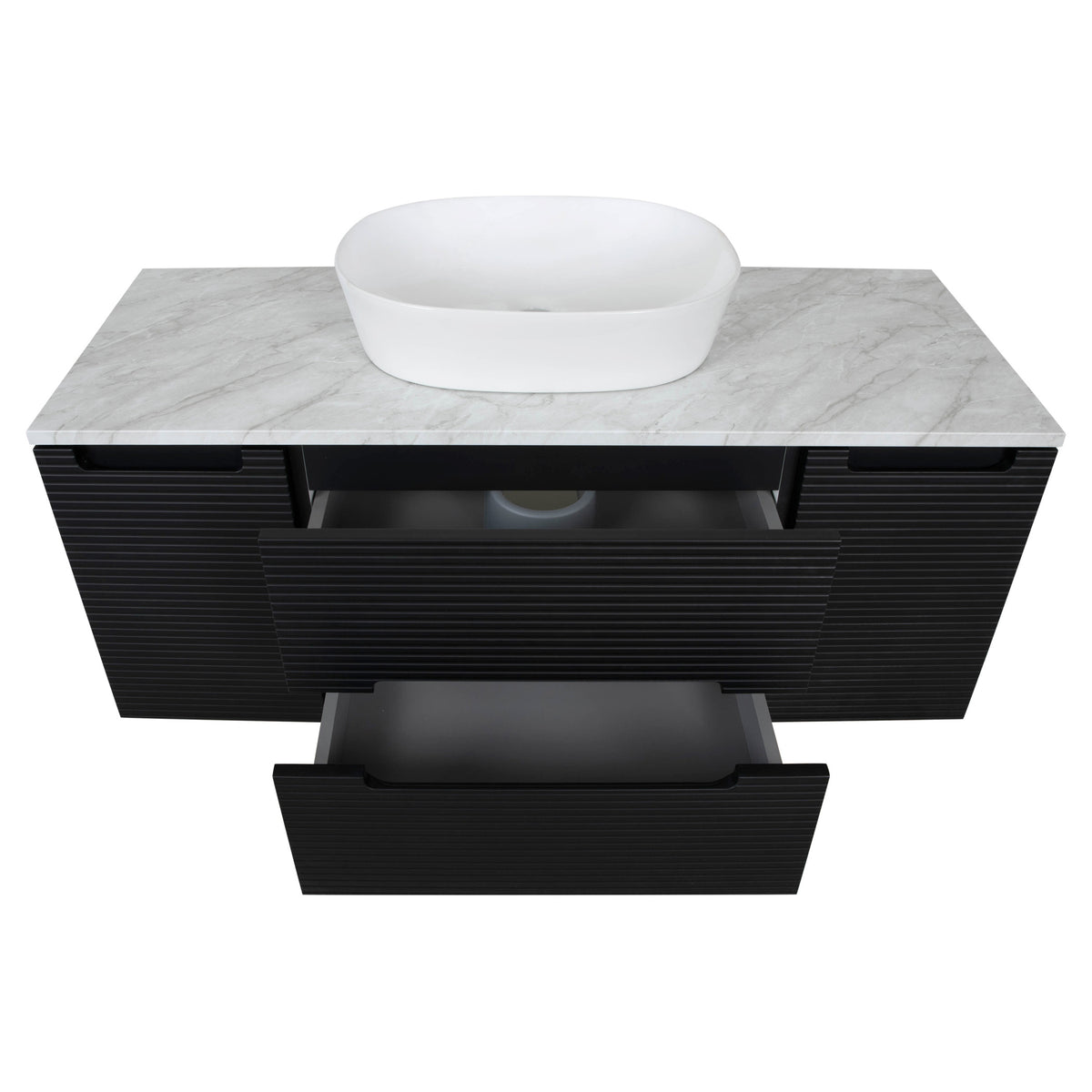 Tailored Monza Plus Fluted Wall Hung Vanity with 2 Side Cabinets & Counter Top