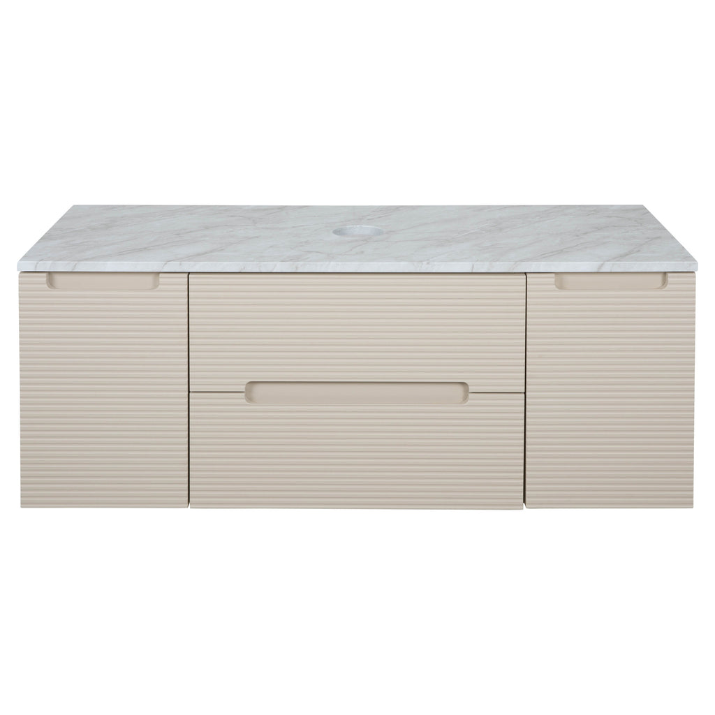 Tailored Monza Plus Fluted Wall Hung Vanity with 2 Side Cabinets & Counter Top