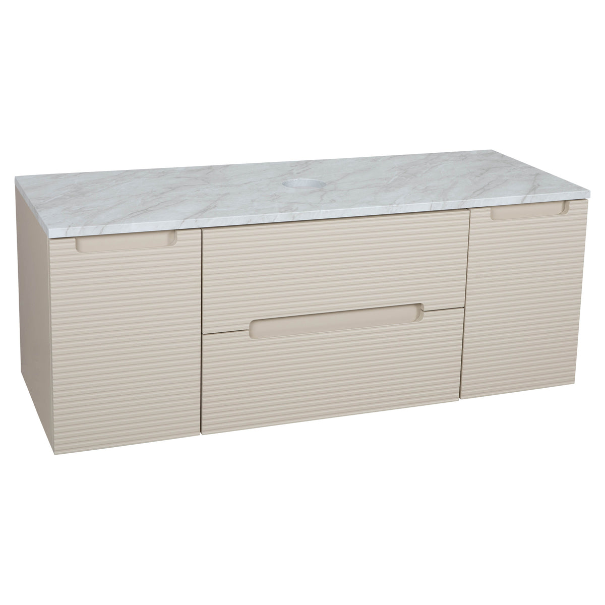 Tailored Monza Plus Fluted Wall Hung Vanity with 2 Side Cabinets & Counter Top