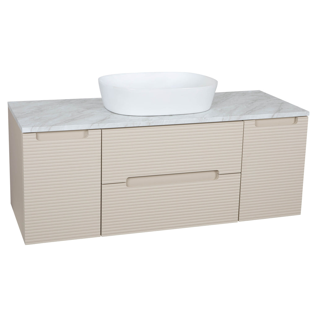 Tailored Monza Plus Fluted Wall Hung Vanity with 2 Side Cabinets & Counter Top