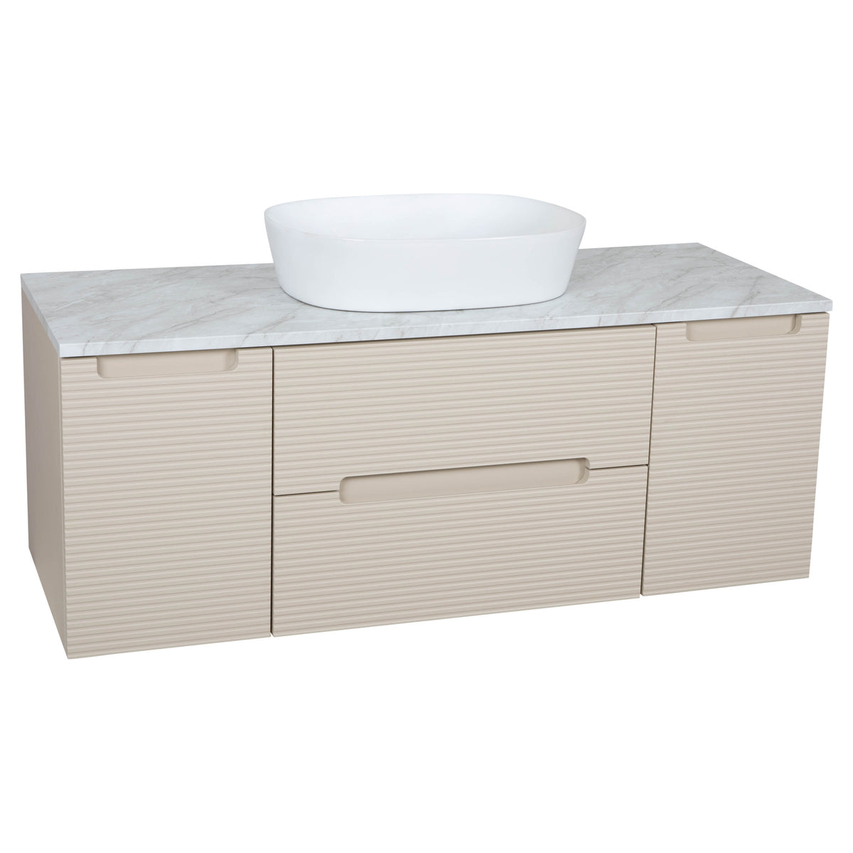 Tailored Monza Plus Fluted Wall Hung Vanity with 2 Side Cabinets & Counter Top