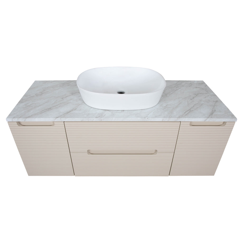 Tailored Monza Plus Fluted Wall Hung Vanity with 2 Side Cabinets & Counter Top