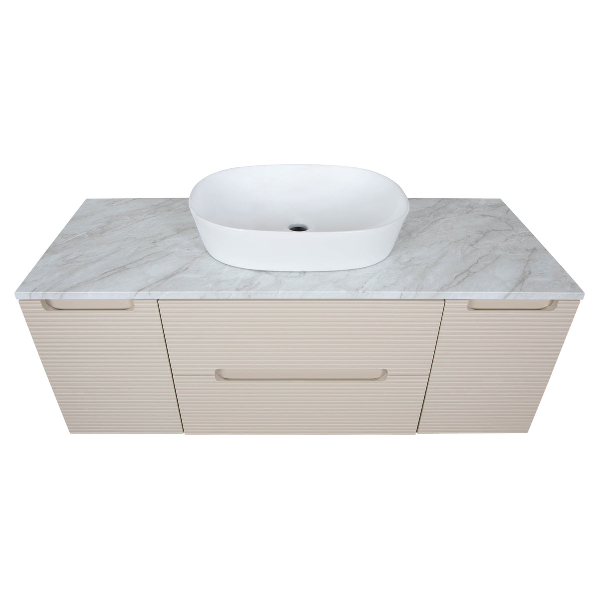 Tailored Monza Plus Fluted Wall Hung Vanity with 2 Side Cabinets & Counter Top