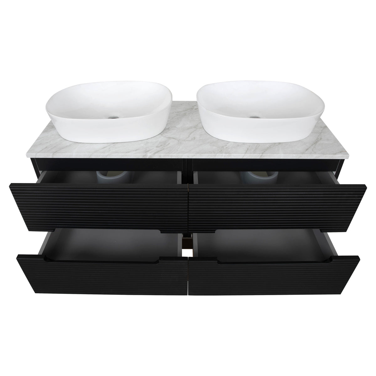 Tailored Monza Plus Fluted Wall Hung Double Vanity with Counter Top