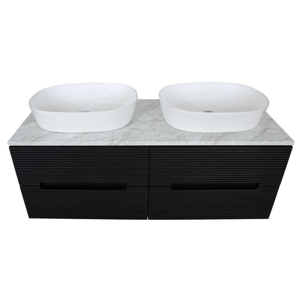 Tailored Monza Plus Fluted Wall Hung Double Vanity with Counter Top